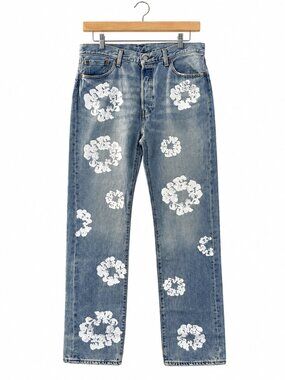 Denim Tears x Levi’s 501 Cotton Wreath Jeans Light Wash W34 L34 NWOT